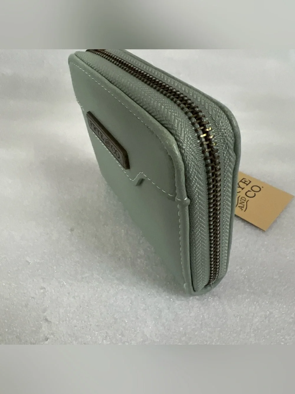 Frye and CO  Zip Card Case Mini Pocket Wallet Sage Green